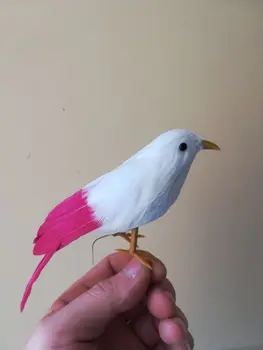 Simulācijas putnu modelis putas&spalvas rozā&balts putns, aptuveni 12cm rokdarbu mājas, dārza dekorēšana Ziemassvētku dāvanu w1500