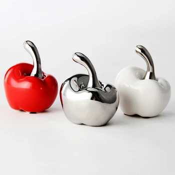 2gab di Apple Arti Mestieri Rosso/Bianco/Argenteo di Frutta Keramikas Pianta Statuetes Giardino Decorazione Della Casa Accessori