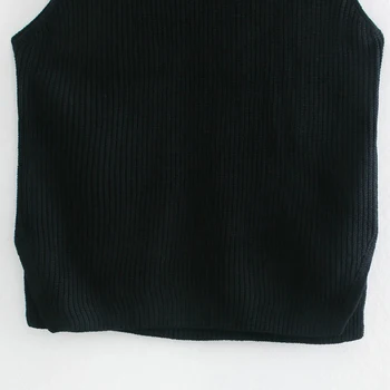 Za Sieviešu Trikotāžas Džemperis Mujer Puloveri, Trikotāžas Džemperi bez Piedurknēm Melna Adīta Veste Lielajam V kakla Džemperi BF Apģērbu 2020