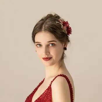 O554 Šifona ziedu modes dāvanas iedomātā vintage kāzu dekoratīvās līgavas matu ķemme matu aksesuāri, rotaslietas