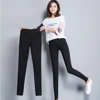 Garās zeķes Sievietēm Black Augsti Elastīgs Viduklis Visu maču Vienkārši korejiešu Stilā Šiks Modes Sieviešu Bikses, kas Aprīkoti Mīksto Harajuku Students