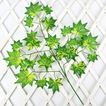 12pcs/iepak Viltus Maple Leaf Vīnogulāju Simulācijas Kļavas Rotangpalmas Sarkanā/Zaļā Krāsā Kāzu Mājas Vitrīna Dekoratīvie Mākslīgie Ziedi