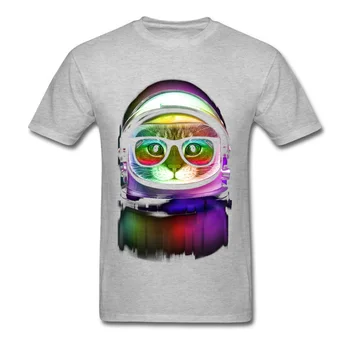Pirmā Kaķu Kosmosa 2018 Neona Krāsains Vīriešiem, Melns T-krekls Astronauts Dzīvnieku Iespiesti Students, Hip Hop Tee Krekls Top Kokvilnas Apģērbs