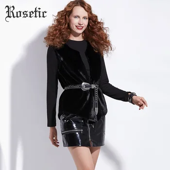Rosetic Gothic Veste Sieviešu Rudens Ziemas Black Vērtnes Virsdrēbes Silts Gadījuma Modes Sexy Šiks Mēteļi Dāma Biroja Elegants Goth Veste