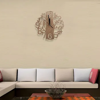 Mūsdienu Koka Vintage Dizaina Sienas Pulkstenis Modes Stila Mājas Dzīvojamā Istaba, Kafijas Veikals Šiks Bārs Personības Kluss Pulkstenis Kvadrātveida Forma