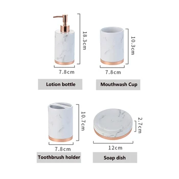 Baltā marmora vannas istaba mutes skalošanas līdzeklis kausa zobu suku turētājs losjons pudeles, ziepju trauku, keramikas 5gab home hotel mazgāt set