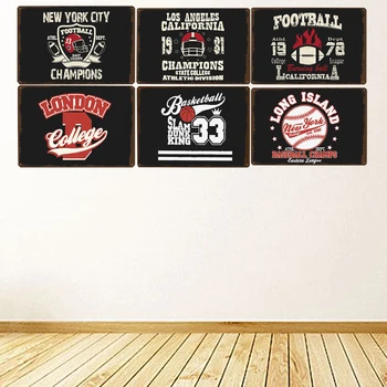 Futbola Retro Metāla Skārda Zīmes Plāksnes Čempions New York Noplucis Šiks Plāksne Pub Bar Club Vintage Sienu Dekors Metāla Plakāts