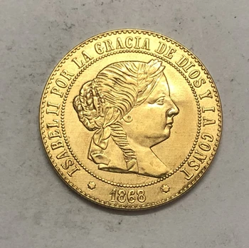 1868 Spānija 5 Centimos de Eskudo-Isabel II Kopēt Monētas