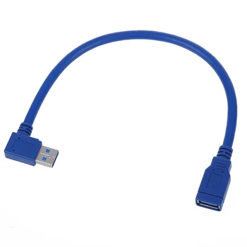 22 cm Blue USB 3.0 90 Grādu Sieviešu un Vīriešu m/f Kabeļa Adapteris Savienotājs