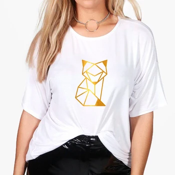 Ģeometrisko Dzīvnieku Brīvs Fox T-krekli Pavasara Vasaras Smieklīgi ropa mujer Skaistu Top Tee Streetwear T krekls Sievietēm Harajuku Tshirt