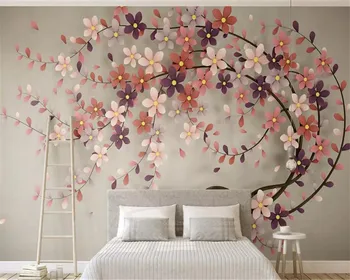 Beibehang Custom tapetes, 3d foto sienas jaunu koku ziedu Ziemeļvalstu mūsdienu stereo TV fona sienas dzīvojamā istabā tapetes, 3d sienas