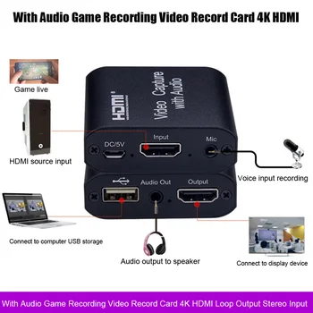 Mācību Video Kartes Plug And Play Portatīvo Ar Audio Spēles Ierakstu Home Office Cilpas Izejas 4K Stereo Ieejas