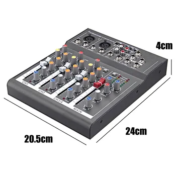 Mini Audio Pults ar USB DJ Skaņas Miksēšanas pults 4 Kanālu 48V Pastiprinātājs Karaoke KTV Puse MC889