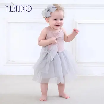 Vasaras Kleitas Toddler Meitene Mežģīņu Acu Plāksteris-Line Baby Princese Kleita Bowknot Modes Bumbu Kleita Kids Apģērba