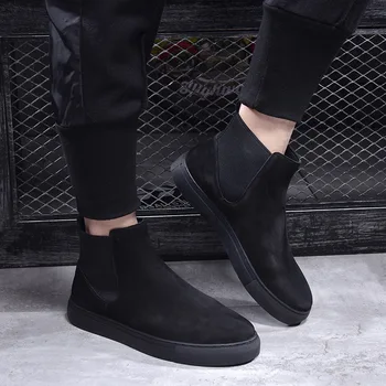 Itāļu dizainers ārā kovboju zābaki īstas ādas boot dzīvokļi platformas kurpes melnā chelsea botas hombre zapatos bottes homme