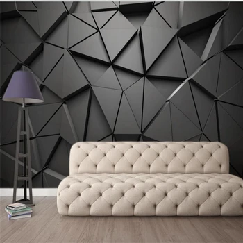 Pasūtījuma 3d tapetes, tapetes sienām, 3 d viesistaba cietā 3D ģeometriskā tapetes, abstract pelēka fona