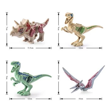 Jurassic Pasaules Dinozauru celtniecības bloki, bērniem apkopot 8 komplekti apgaismības rotaļlietas.