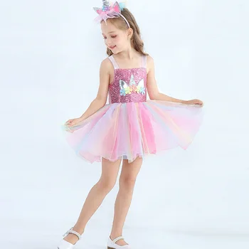 Bērniem Varavīksnes Vienradzis Dzimšanas dienu Saģērbt Meitenēm Vasaras 2020. Gadam Bērni Unicornio Princess Tērpi Halloween Kleitas vestido jurk
