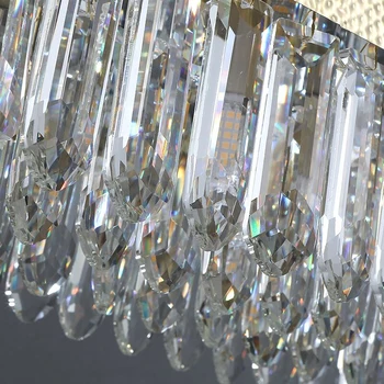 Jauns restorāns kristāla lustra dzīvojamā istabā nerūsējošā tērauda luksusa villa Eiropas taisnstūra salas dekoratīvās lampas