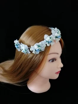 Superior 3D Ziedu Kāzu Tiaras galvassegu Hairwear Karstā Vainags Frizieru Rotaslietas, Aksesuāri Off White korejas Kāzu Ķemmes