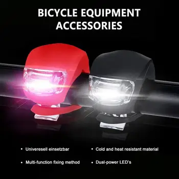 Silikona Gaismas Velosipēdu Lampas, 6 gab LED Bike Light Komplekts (3x LED White & 3x LED sarkanās gaismas) kabatas Lukturītis Lukturītis, lai Mountainbikes Cam