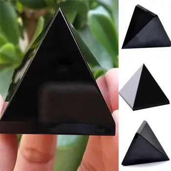 Obsidian Piramīdas Dabiskā Kristāla Akmens Obsidian Piramīdas Ornamenti, Viesistaba, Mājas Apdare