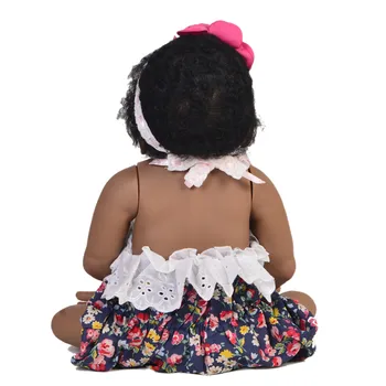 Atdzimis Bērnu Rotaļlietas Lelle Meitene 23 Collas bebe Atdzimis Vinila silikona Lelle Black Meitenēm Āfrikas bērnu dzimšanas lelles Rotaļlietas Bērniem