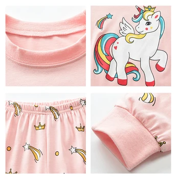 Bērnu Kokvilnas Pidžamas unicorn pidžamas pour meitenes Drēbes Bikses Kopa Cartoon Kids Sleepwear Pidžamas Meitenēm Toddler Bērnu Apģērbs