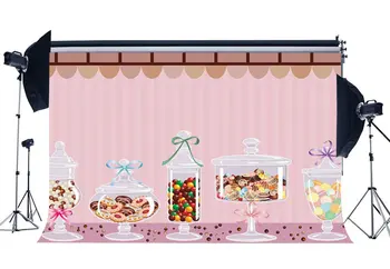 Sweet Candy Fons Daudzkrāsains Kociņa Backdrops Rozā Svītras Tapetes Fotogrāfijas Fona