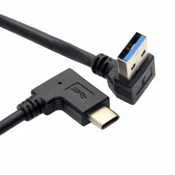 Zihan 90 Grādu uz Augšu Leņķveida tipa Vīrietis, lai Atgriezeniska USB 3.0 3.1 C Tipa Vīriešu Savienotājs Datu Kabeli for Laptop & Planšetdatoru