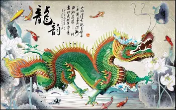 WDBH pielāgotus foto 3d tapetes Ķīniešu stilā jade reljefs dragon tv fonā mājas dekors dzīvojamā istaba tapetes, sienas 3 d