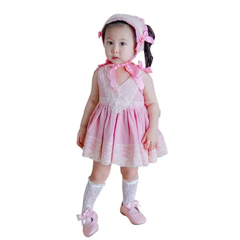 2020. gada Vasarā Jauni Bērnu Kleita Salds Princese Īsām Piedurknēm Rozā Kāzu Puķu Meitenes Kleita Toddler Meitene Kleita Puse Aicinājums
