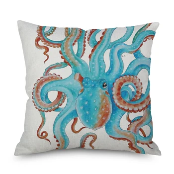 Dzīvnieku Krāsainu astoņkāji Ziemeļu īsās plīša Spilvens Gadījumā Poliestera Dekoratīvās Mest Spilvena Segums Square style-3