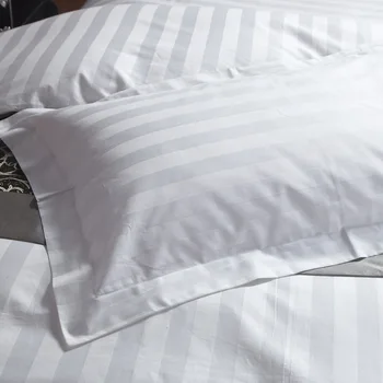 Modes Balta satīna žakarda 40 gadu vecumā 3cm svītru kokvilnas hotel 4gab gultas komplekts
