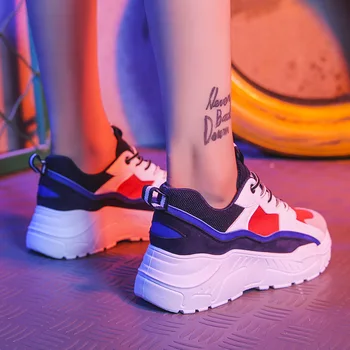 Modes Čības Sieviešu Vulcanize Kurpes Baltā Sneaker Mežģīnes-up Chunky Čības Gadījuma Vasaras Kurpes Sievietei 2019 Zapatos Mujer De
