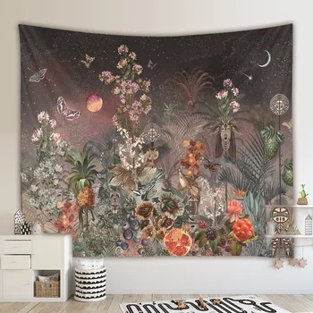 Tapiz psicodelico ziedu mēness gobelēns psychedelic sienas segu decoracion bohemia interjera sienas karājas