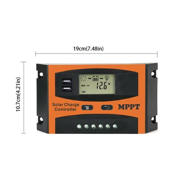Orange Saules Uzlādes Kontrolieris Regulators 12V/24V 30/40/50/60A MPPT Saprātīga Izplūdes ar LCD Displeju SOLAR80 Mājas Nozare