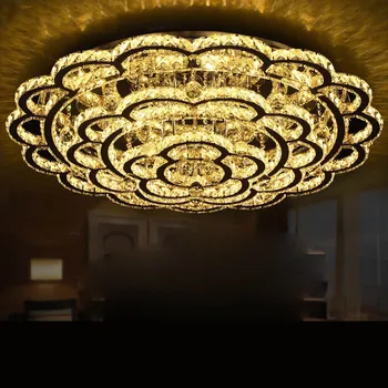 Kristāla lampas dzīvojamā istabā lampas apaļas vienkārši mūsdienu luksusa atmosfēru mājās guļamistabas lampas led hall hotel griestu lampa led crystal