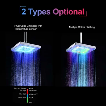 Ir 2021. Jauno LED Lietus Dušas Galvas Kvadrātveida Dušas Galvas Automātiski RGB Krāsu Maiņa, Temperatūras Sensors Showerhead Vannas