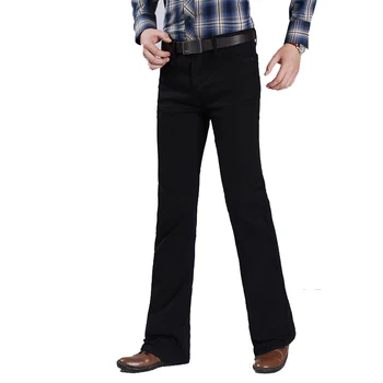 Džinsi Vīriešiem Klasisks dizains džinsi Vīriešu Jaunas Džinsa Mikro bell bikses korejiešu versija FIare jeans Black Slim Stretch bikses