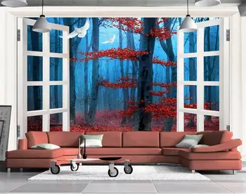 3d telpā tapetes pielāgotus foto murals neaustu sienas uzlīmes Meža ainavu aiz loga sienas tapetes sienām, 3d