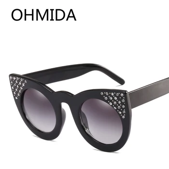 OHMIDA Modes Top Lielgabarīta Cat Eye Saulesbrilles Sievietēm, Vīriešiem Zīmola Dizainere Melns Sieviešu, Saules Brilles Toņos Seksa Dāma Saulesbrilles
