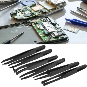 6pcs/komplekts Anti-static Elektronisko Pincetes Komplekts ESD Plastmasas Knaibles PCB Labošanas Rīks