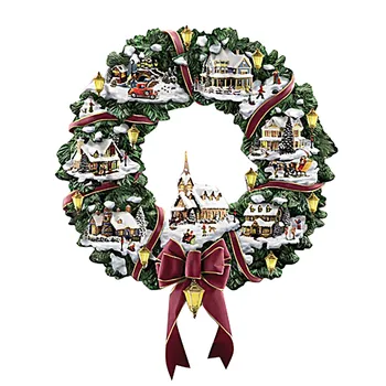 Ziemassvētku Ciematu Vainags Rotājumi Ielīmēt Logā Ielīmēt Uzlīmes Puse Tapetes, uzlīmes, radošās mājas dekoru