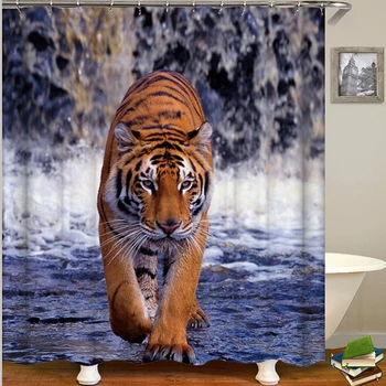 Tiger dušas aizkars ūdensizturīgu poliestera audumu, lauva vannas aizkars dušas, vannas aizkaru dzīvnieku
