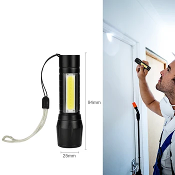 XPE+COB LED Lukturīti Uzlādējams iedarbību ipx4 3 Pārnesumi Regulējams Elektrisko Lāpu Portatīvo Darba Gaismas Avārijas Lanterna