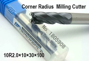 1GB 10R2.0*10*30*100 10mm 4 flautas Cementēts volframa Karbīds Stūra Rādiuss saņēmēja adresi CNC router bitu frēzēšanas instruments