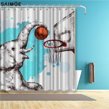 Melns Basketbola Meiteni, Ūdensnecaurlaidīga Poliestera Dušas Aizkars