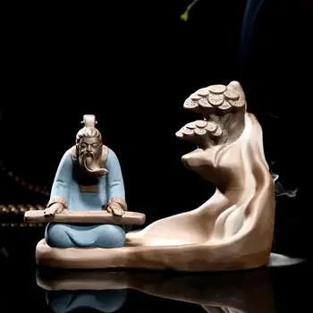 Ķīnas Guanyin Budas Sālsūdenim Vīraks Degļu Lotosa Ziedu Dūmu Ūdenskritums Vīraka Turētājs Keramikas Vīraka Kvēpināmais Trauks Dekoratīvās Buda