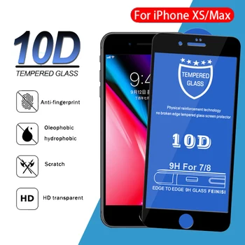 1000pcs 10D Rūdīts Stikls iPhone 12 Mini 11 Pro Max XS XR X 8 7 6 Plus SE Pilns Pārklājums Aptver Izliekta Ekrāna Aizsargs Filmu